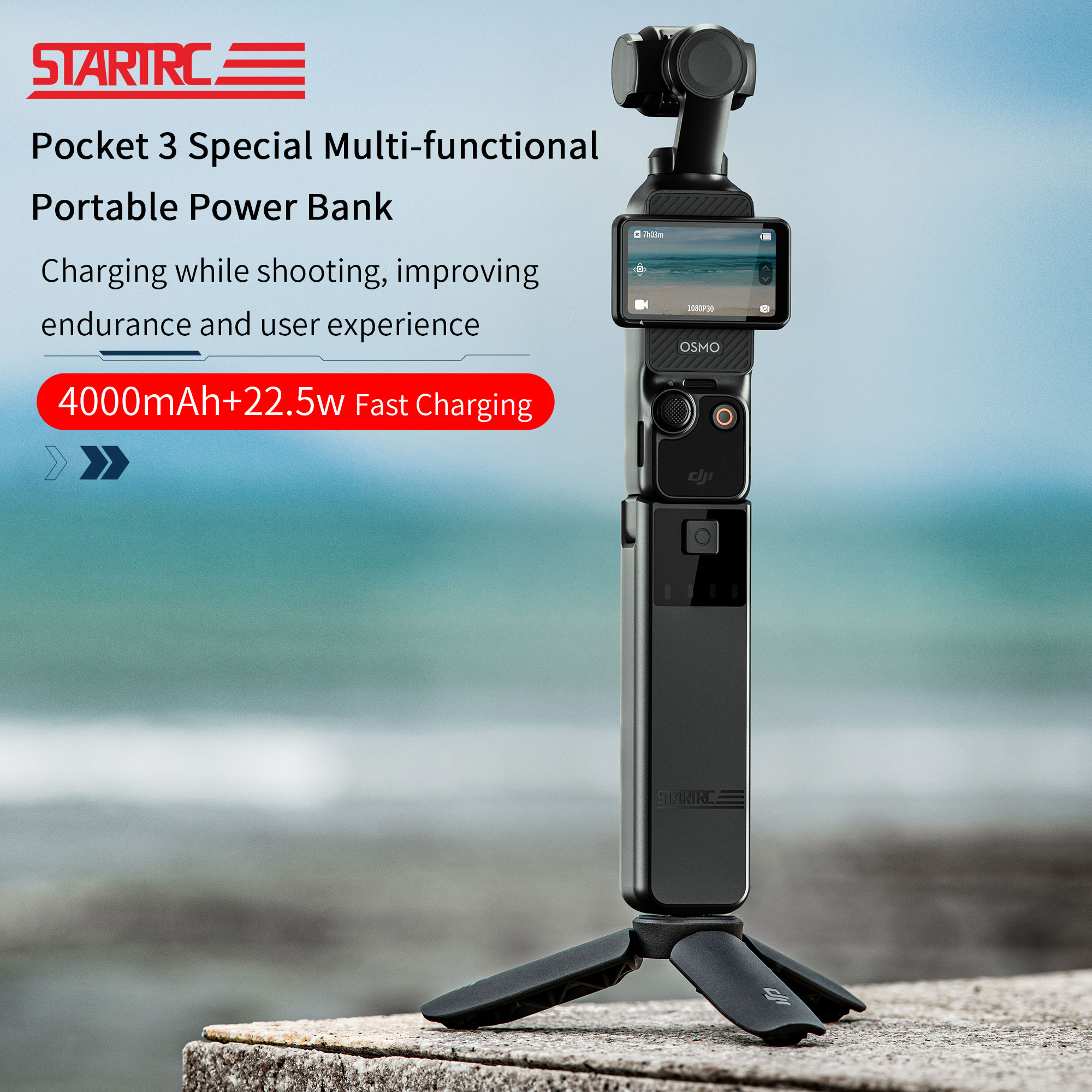 For DJI Osmo Pocket 3 Accessories Charger Mobile Power Bank 4000mAh Battery Handheld Fast Charging Charger Camera Extension Rod. 