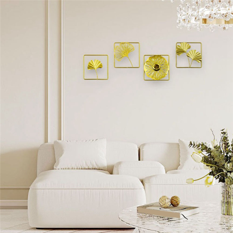 Gold Palm Maple Leaf Wall Pendant Metal Frame Ornament for Living Room Background Decor | Daraz ...