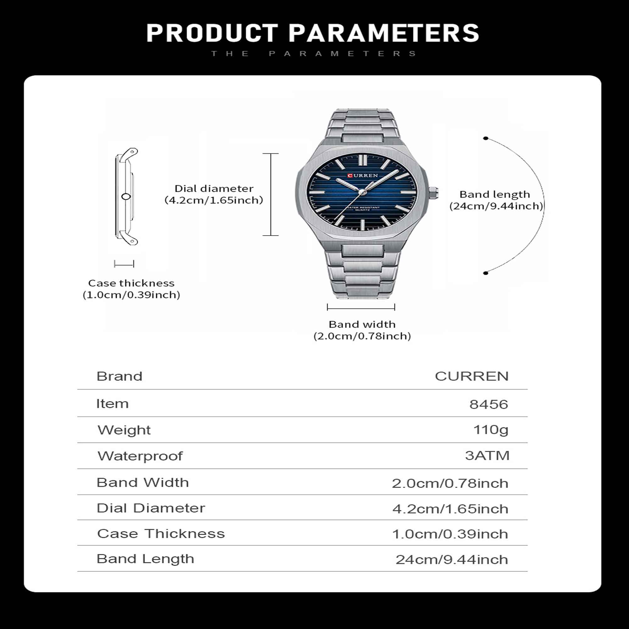 CURREN 8456 Stainless Steel Luminous Quartz Watch For Men - Silver ...
