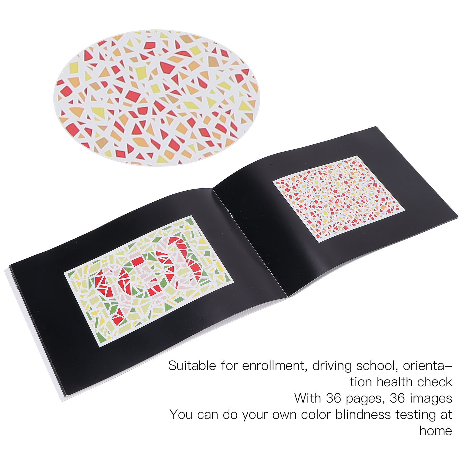 36 Pages Colorblind Testing Chart Color Blindness Weakness Test Book for Driving School Home Use. 
