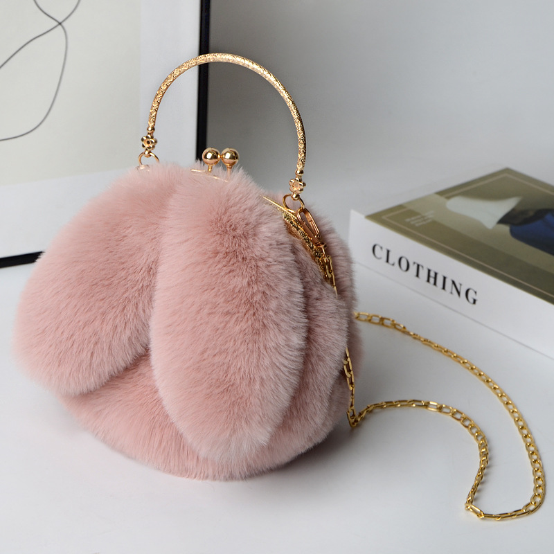 onghan aomao iagonal Straddle ag andheld ag Imitation Fur lush ag ew Chain ag Versatile Cute abbit Ear. 