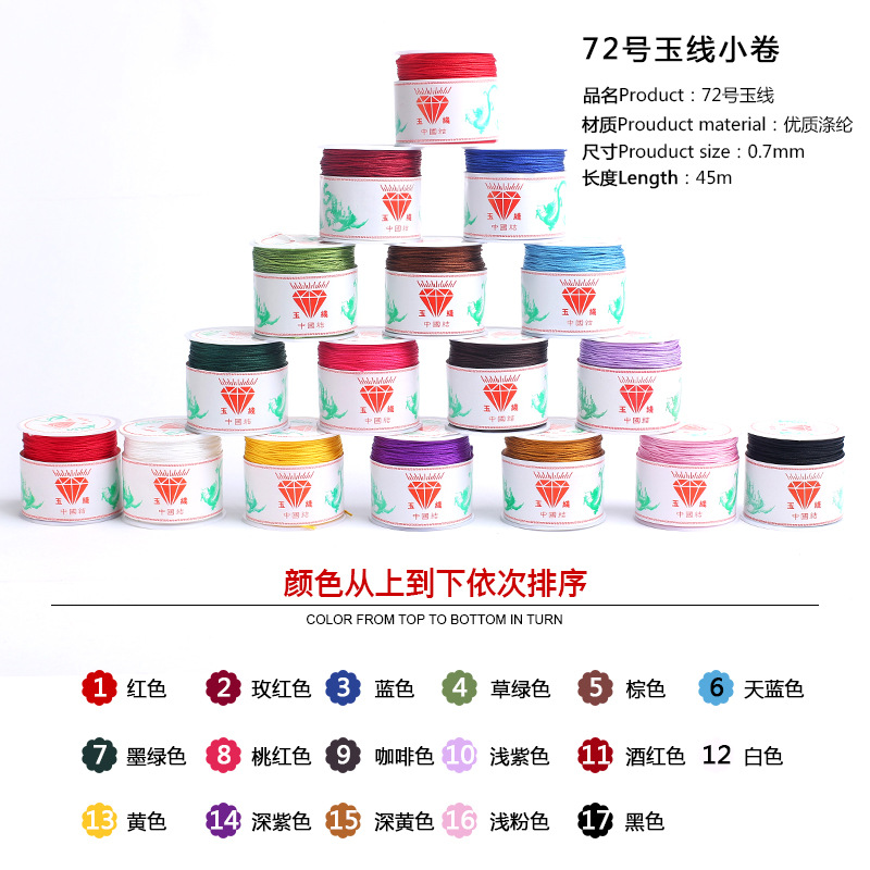 No. 72 jade thread red Chinese knot non-elastic braided wire belt Buddha beads red rope braided bracelet rope non-elastic