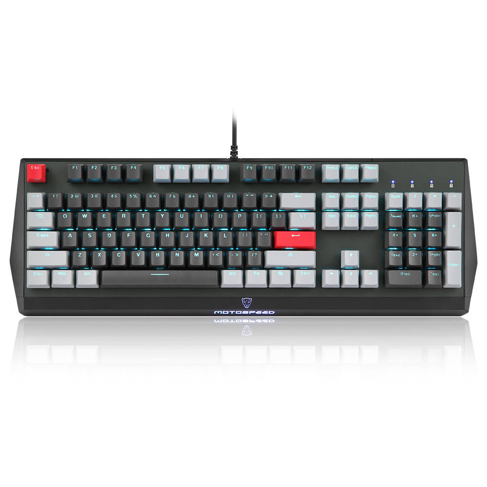 Motospeed CK74 104 Keys Wired Gaming Keyboard Monochrome Optical Axis Mechanical Keyboard Support N-key Rollover. 