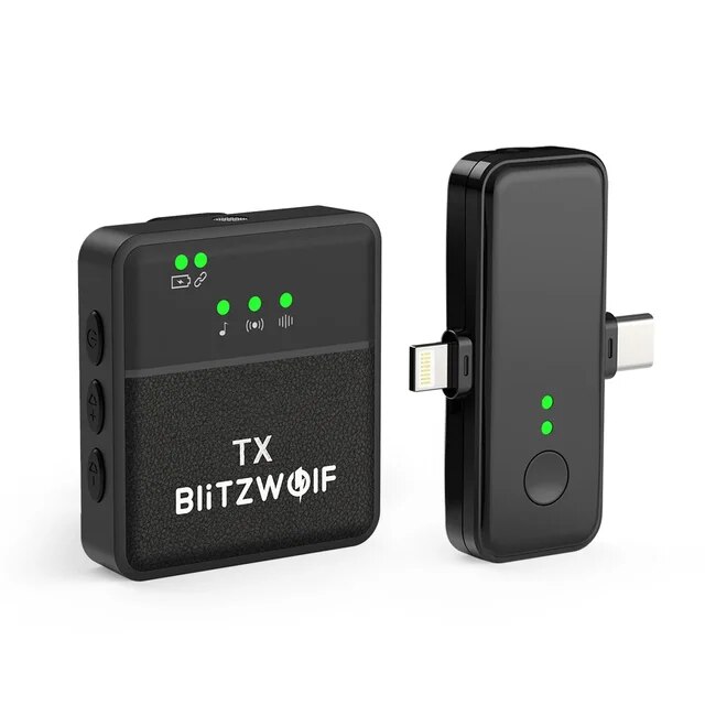 BlitzWolf BW-SX31 3in1 Wireless Lavalier Microphone Type-C 3.5mm Jack Mic DSP Intelligent Nosie Reduction Low Latency Microphone. 