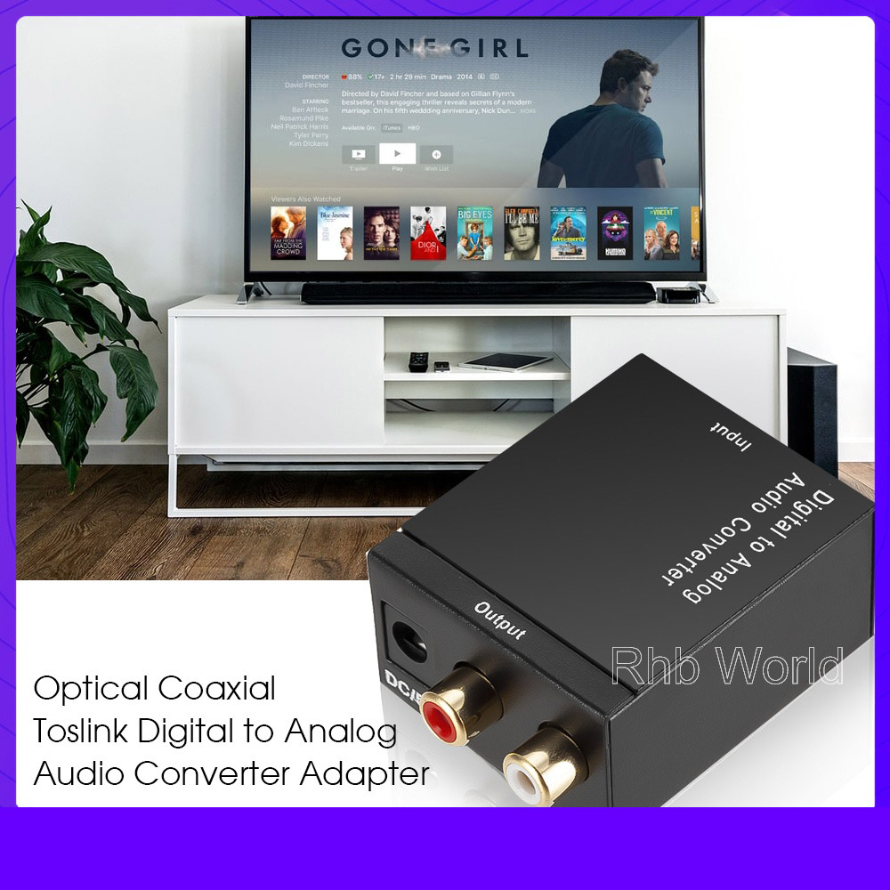 Optical Coaxial Toslink Digital to Analog Audio Converter Adapter RCA L/R 3.5mm.