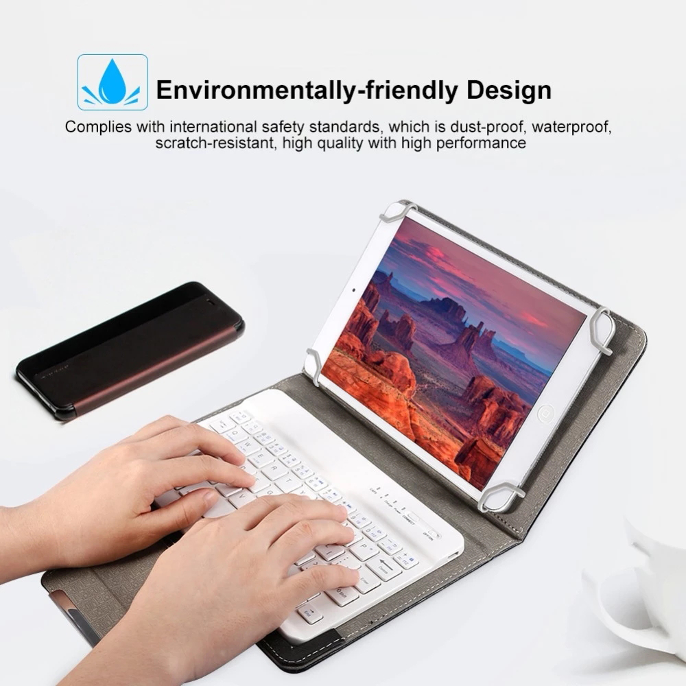 Universal Wireless Bluetooth Keyboard with Leather Case Stand Cover for iPad 7 8 Inch 9 10 Inch Tablet for iOS Android Windows. 