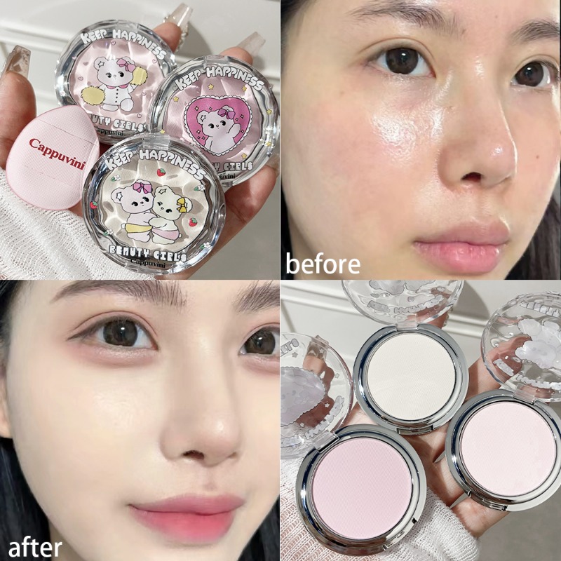 Cappuvini Bear Soft Focus HighLighter Matte Mist Powder Controls Shine & Smooths Complexion Highlighting Powder