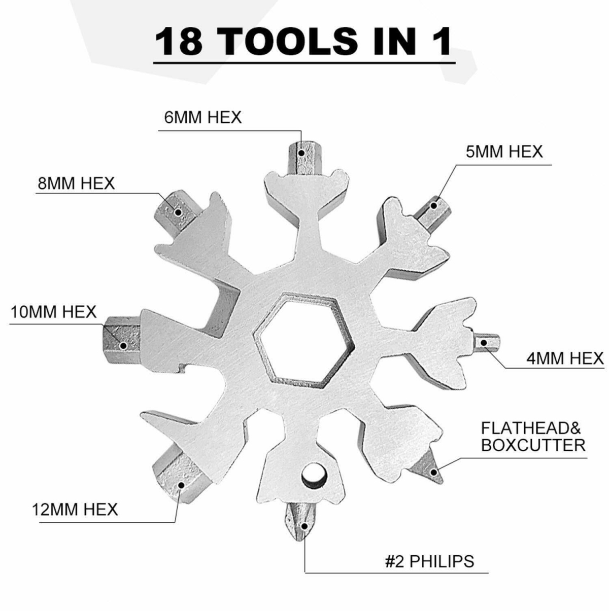 Amenitee 18-in-1 Snowflake Multi-Tool - Easy N Genius - Saker 18-in-1 Stainless Steel Snowflakes Multi-Tool (Standard, Stainless Steel). 