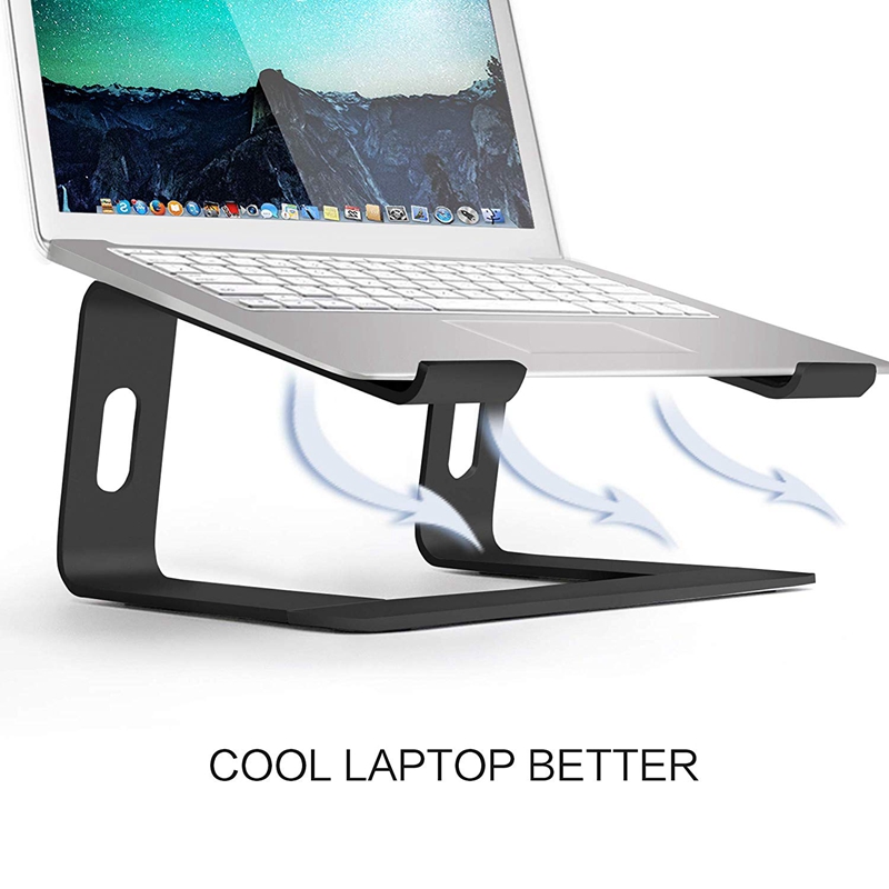 Aluminum Laptop Stand for Desk Compatible for Mac Macbook Pro Portable Holder Ergonomic Elevator Metal Riser for 10 To 15.6 Inch Computer Black. 