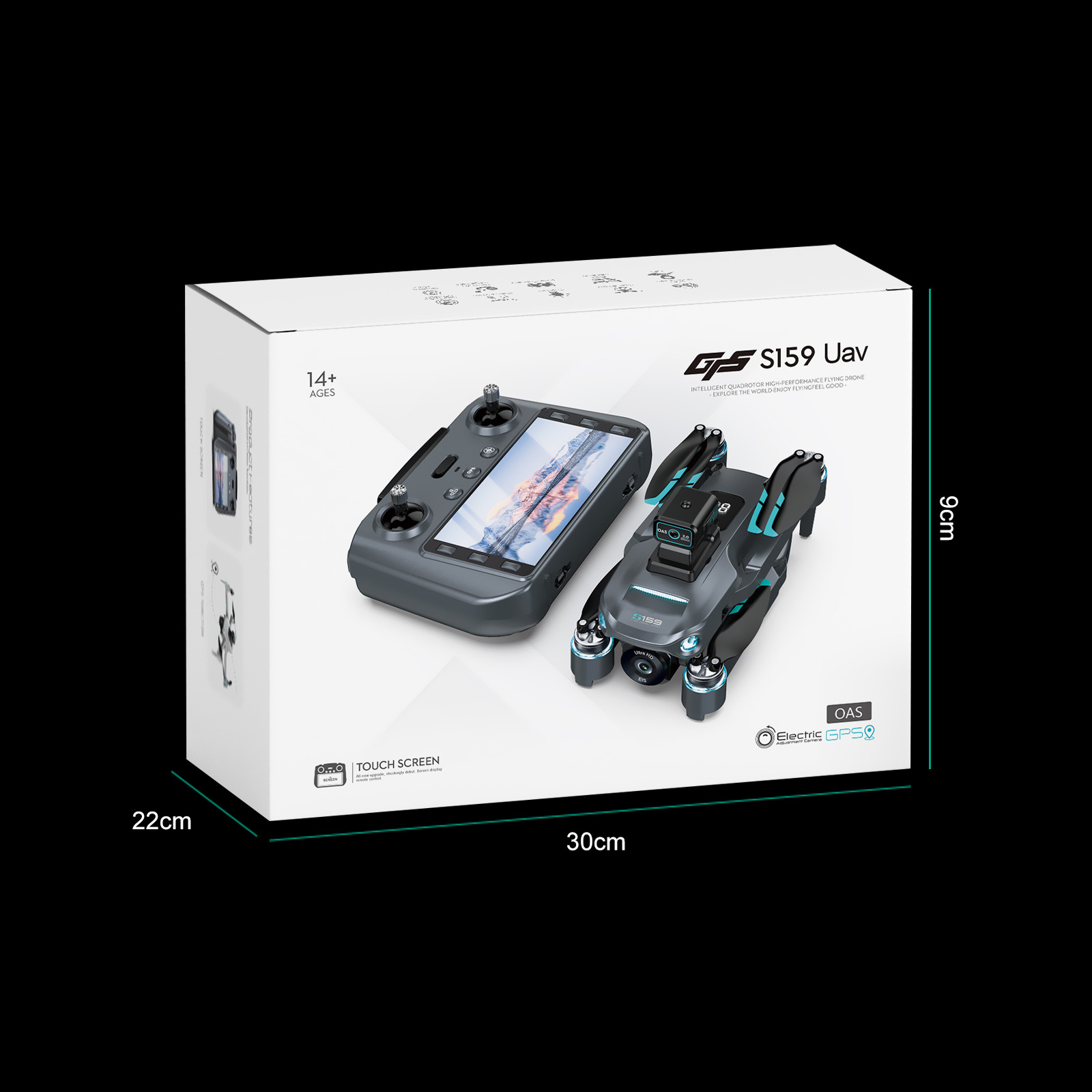S159 Drone G.P.S 5G Screen Remote Control 4K Dual Camera 360° Obstacle Avoidance with Built-in 5 inch Remote Display. 