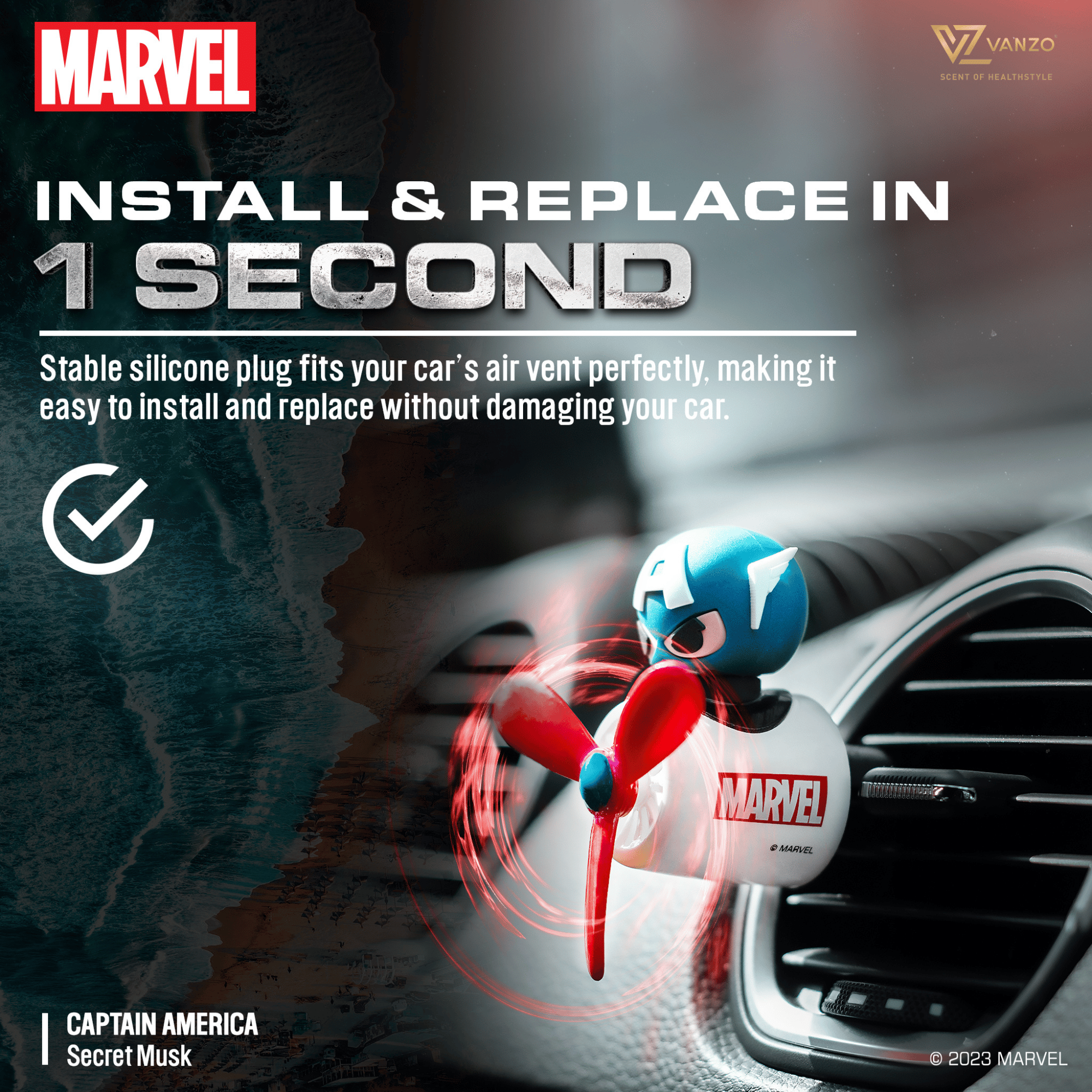 VANZO Marvel Series Car Vent Perfume 4g x 2 (Iron Man). 