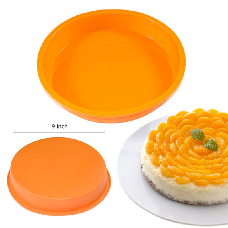 9\" Round Silicone Cake Mold Pan Muffin Kitchen Chocolate Pizza Pastry Baking Tray Mould -