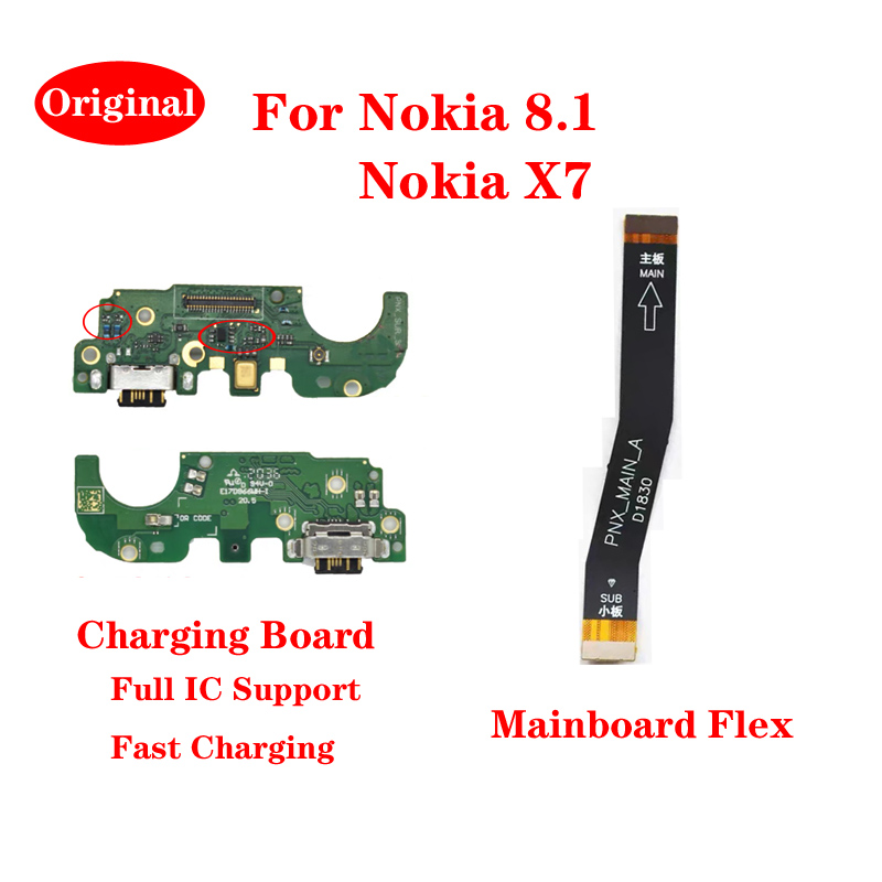 For Nokia 8.1 X7 Original USB Type-C Charging Port Microphone Module Antenna Charger Board Connector Mainboard Flex Cable