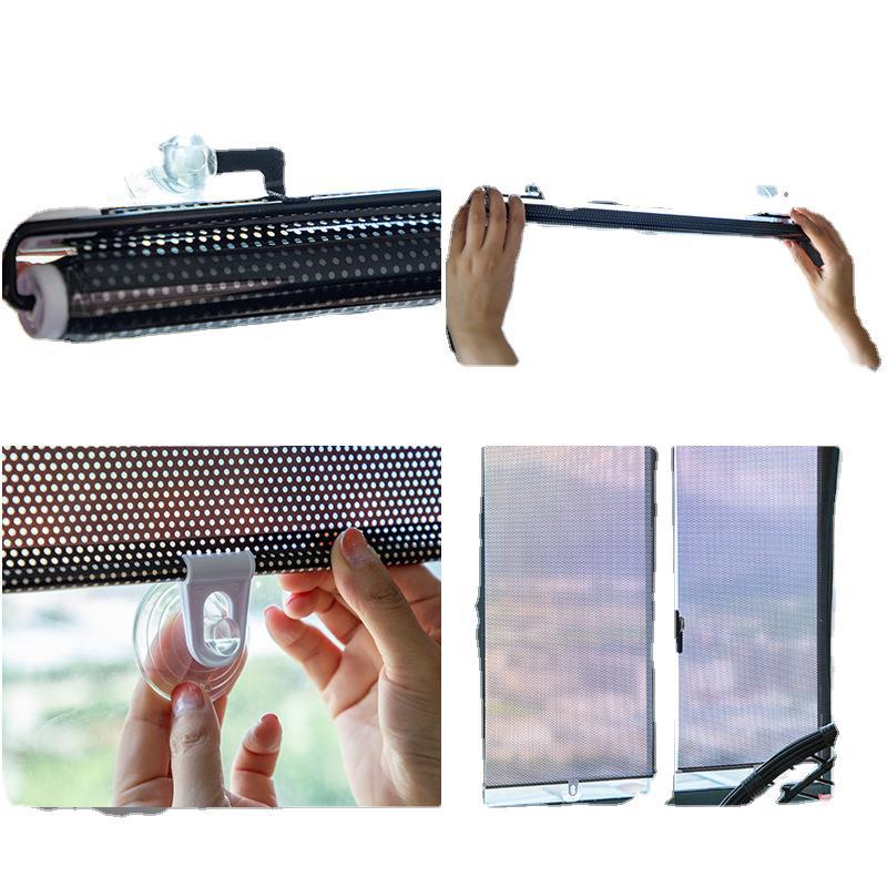 Automatic retractable sunshade without punching, balcony suction cup type, bedroom thermal insulation shading curtain, household and office rolling shutter. 