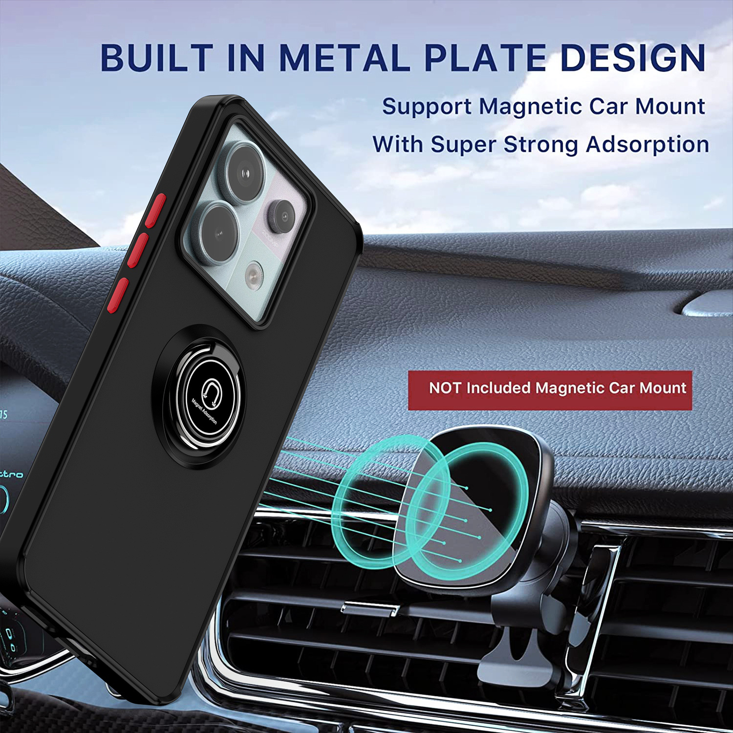lthmy for Xiaomi Redmi Note 13 Pro 5G case ring Holder Kickstand Matte Back Soft Bumper Hybrid Protective Cover case. 