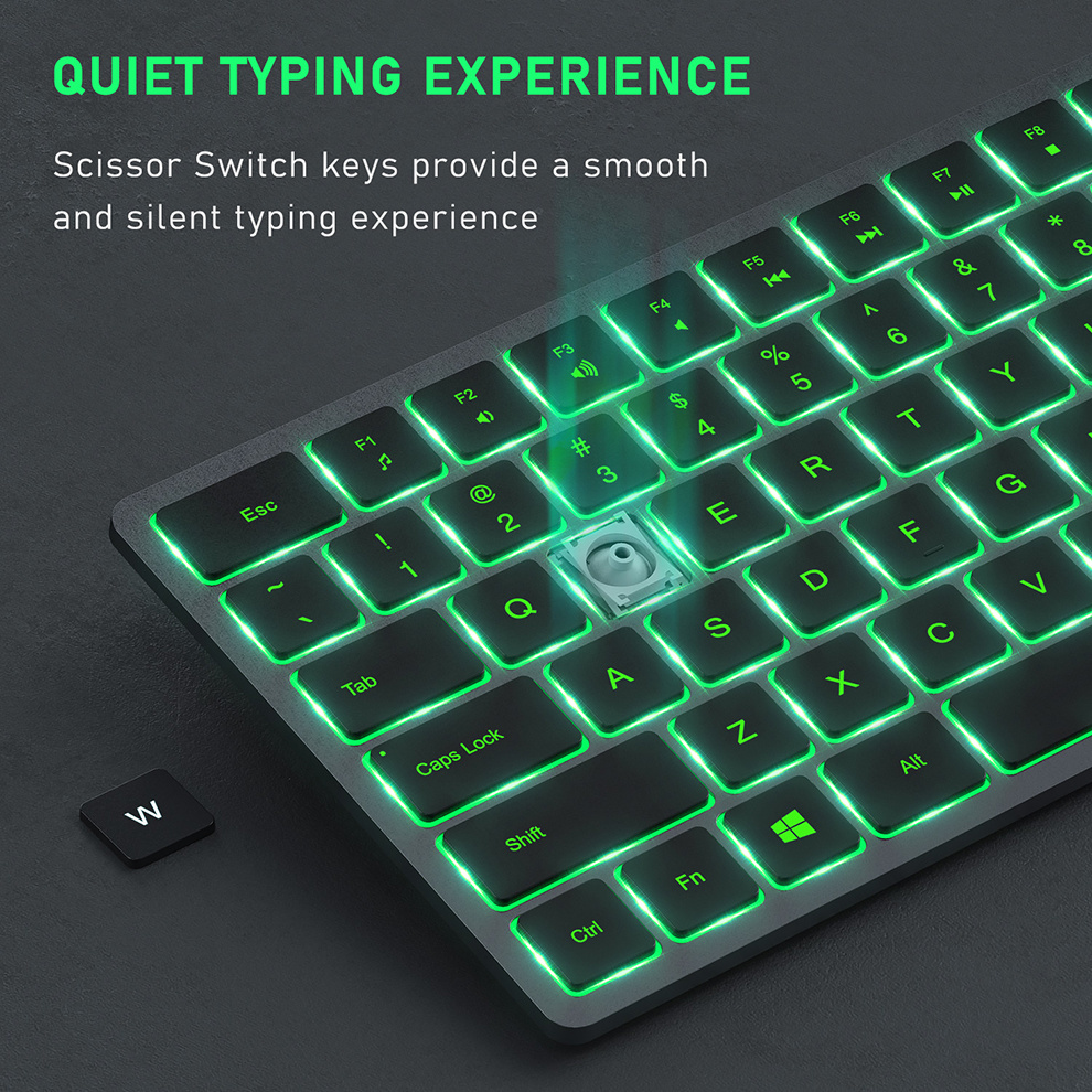 SeenDa Backlit Bluetooth Keyboard Multi-Device Slim Rechargeable Keyboard Backlit Wireless Keyboard Compatible for LaptopTablet. 