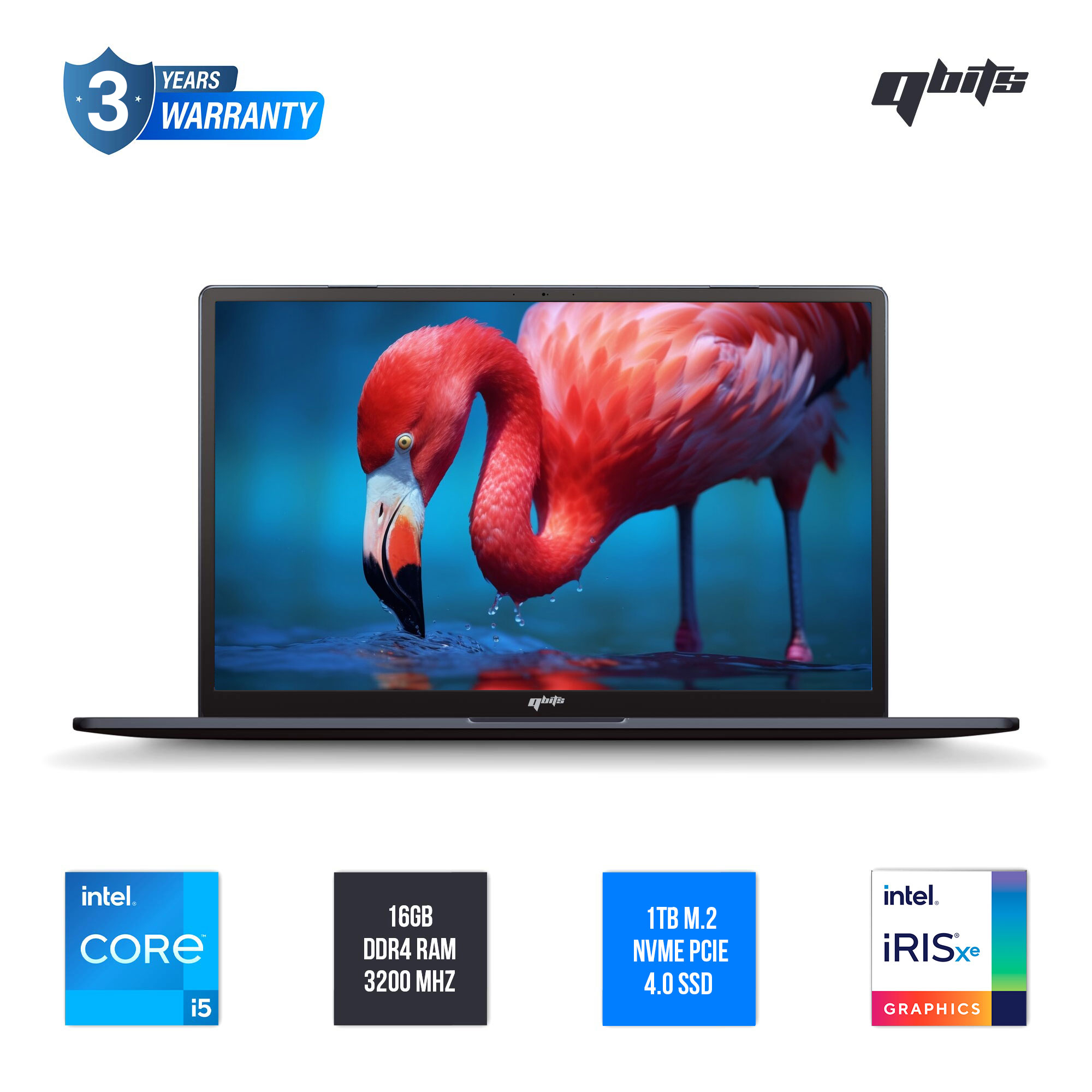 Qbits Sigma X2 Laptop Intel® Core™ i5-1240P (1.70 GHz to 4.40 GHz 12 MB Cache) with 16 GB RAM and 1TB M.2 WD NVMe SSD