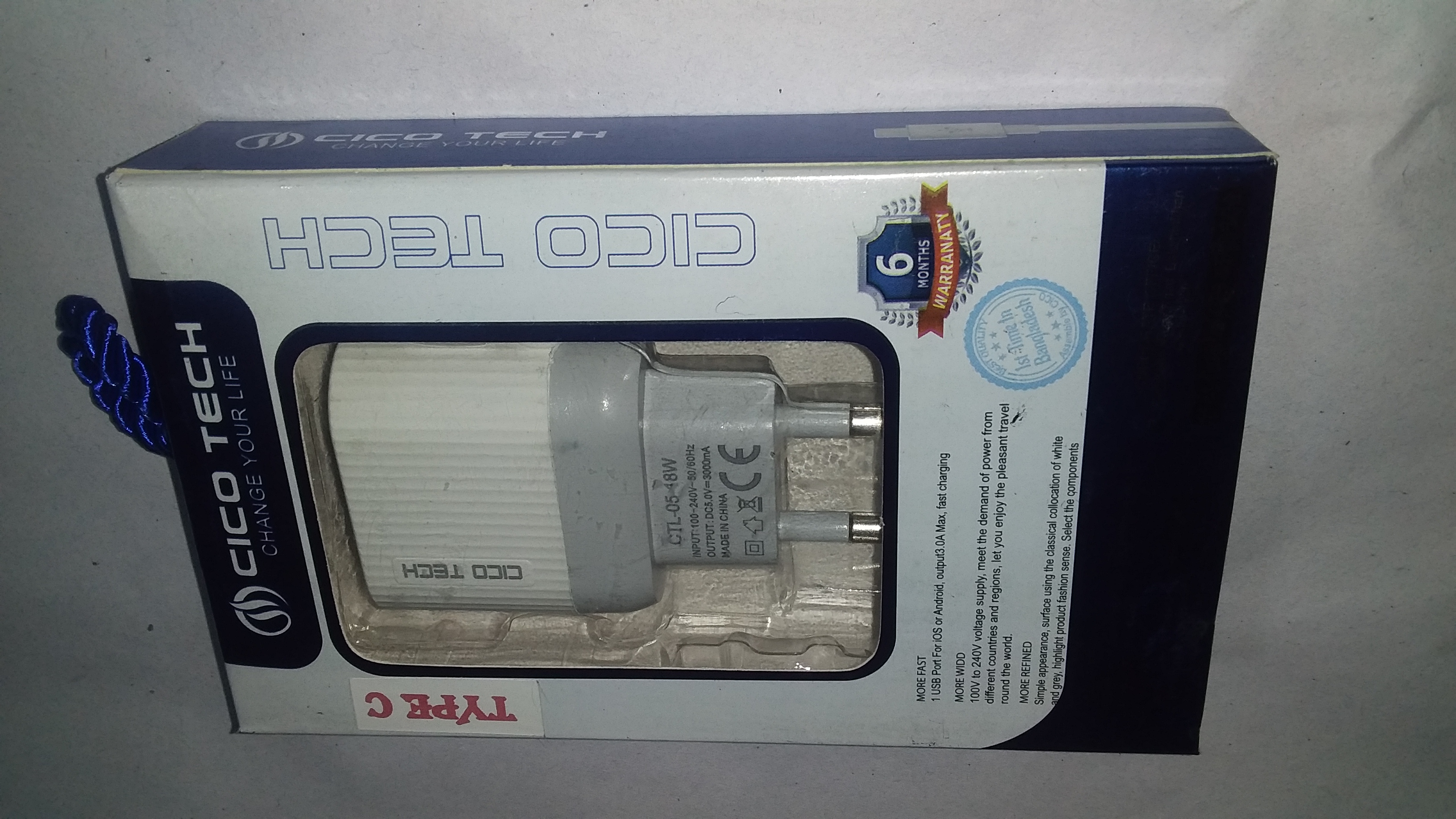 18 watt type C fast  charger. cico tech CTL-05 (1pice). 