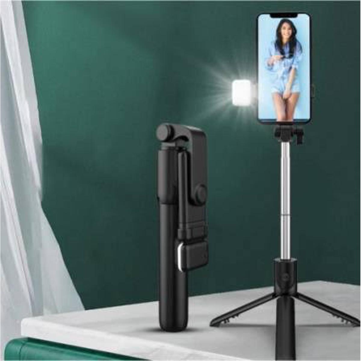R1S 3 in 1 Bluetooth Remote Control Tripod with LED light  Selfie Stick. 