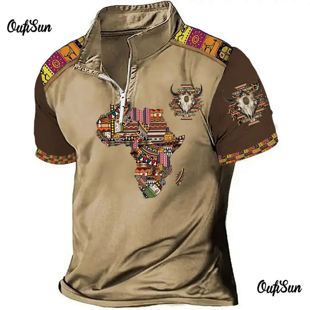 Vintage Polo Shirt For Men 3d Map Print Golf T-Shirt Motorcycle Zip Polo T-Shirt Summer Quick Drying Oversized Men Clothing Tops Dislikelike. 