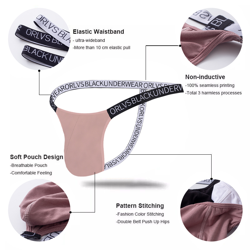 CMENIN Soft ORLVS (1 Pieces) Modal Men Underwear thongs Mens Jockstrap Breathable Soft thongs And G strings Splice Innerwear OR6107. 