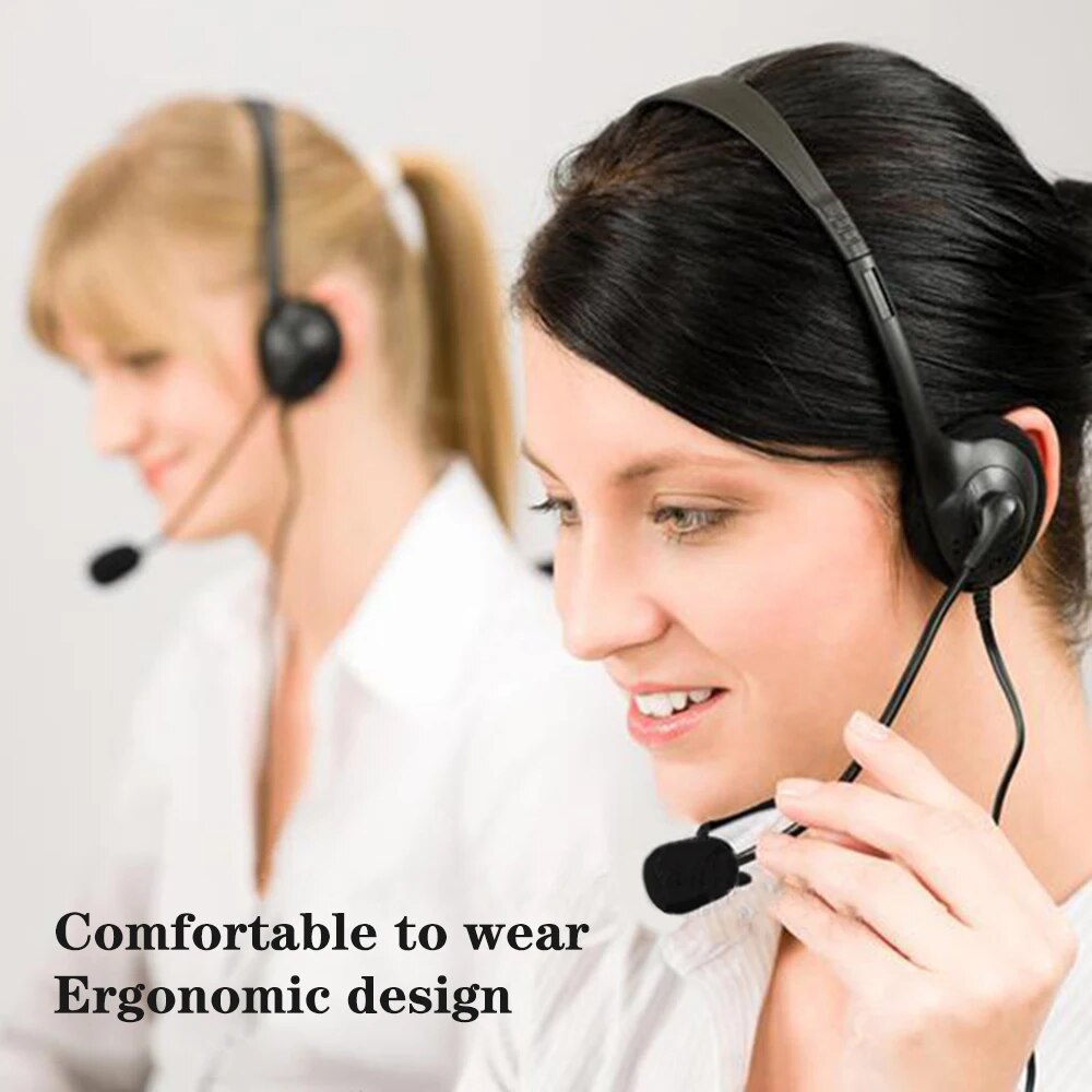 Call Center Wired Headset With Noise Canceling Mic One-Ear Telephone Clear Call Single Sided Headphones For PC Computer Laptop. 