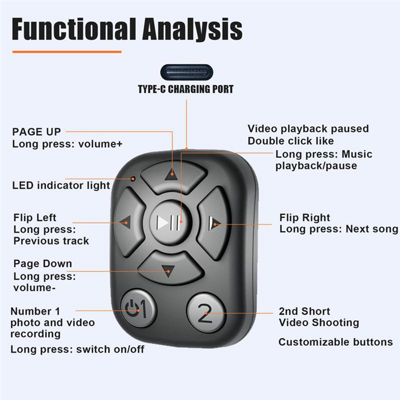 FORIDE Wireless BT Shutter Release Button Mini Fingertip Ring Remote Control Phone Selfie Controller Self-. 