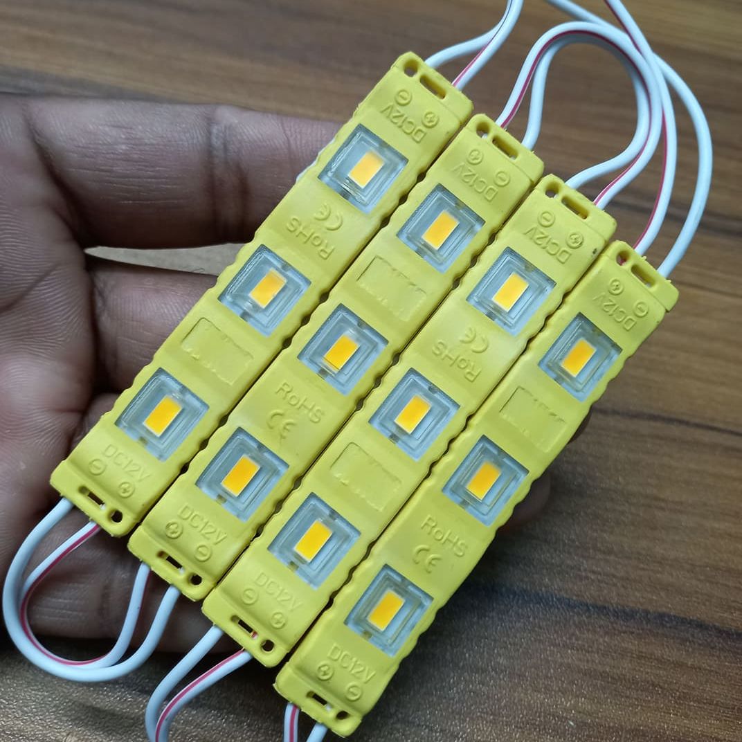 4Pcs- YELLOW Color DC 12V COB Yellow LED Light COB LED Light 12V COB LED Chip 3W LED Light With Cables COB Light Bulbs For Decoration Office DIY LED Light. 