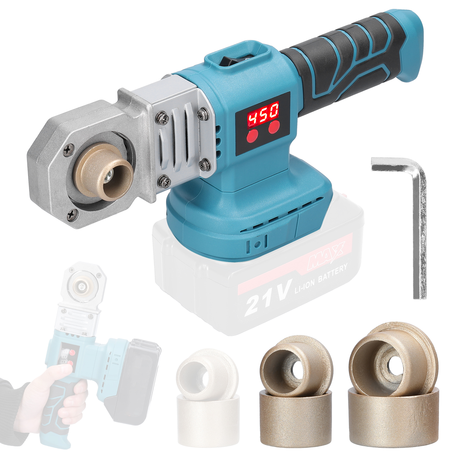 PPR Pipe Welding Machine Cordless Water Pipes Melting Device With 20/25/30mm Replacement Heads Fuse Machine for Makita Battery. 