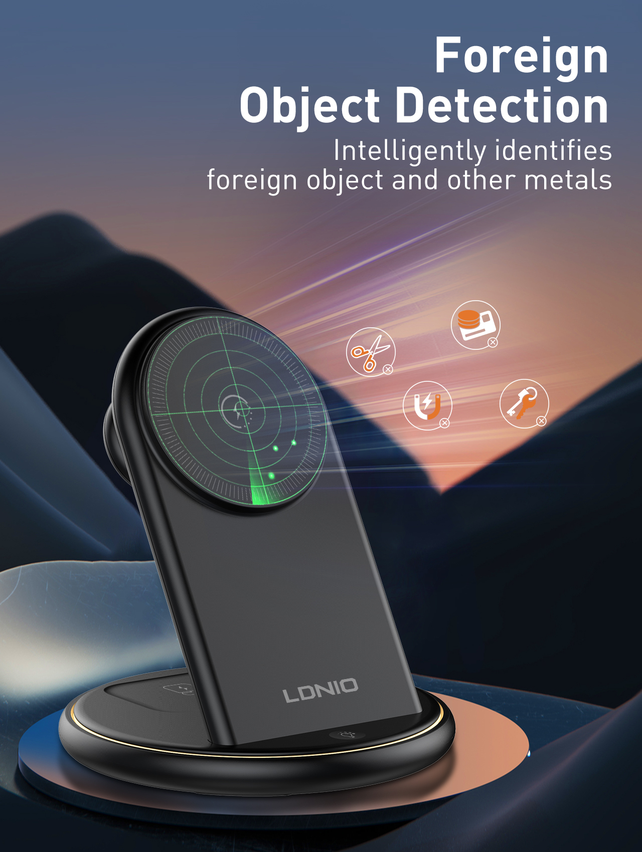 LDNIO Magnetic Wireless Charger Stand for iPhone/ iWatch/ AirPods Pro 2nd, Compatible with iPhone 12/13/14/15 Series, for iWatch S1/S2/S3/S4/S5/S6/S7/S8/S9/S10/Ultra/SE, for AirPods Pro 2nd/AirPods 3nd, Built-in Dimmable Night Light. 