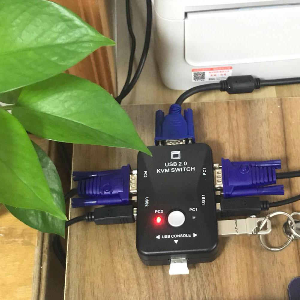 USB KVM Switch 2 rt VGA SVGA Sharing Switch Switch Box USB 2.0 KVM Mouse Switcher Keyboard 1920*1440 Vga Splitter Box -KVM line  adapter. 