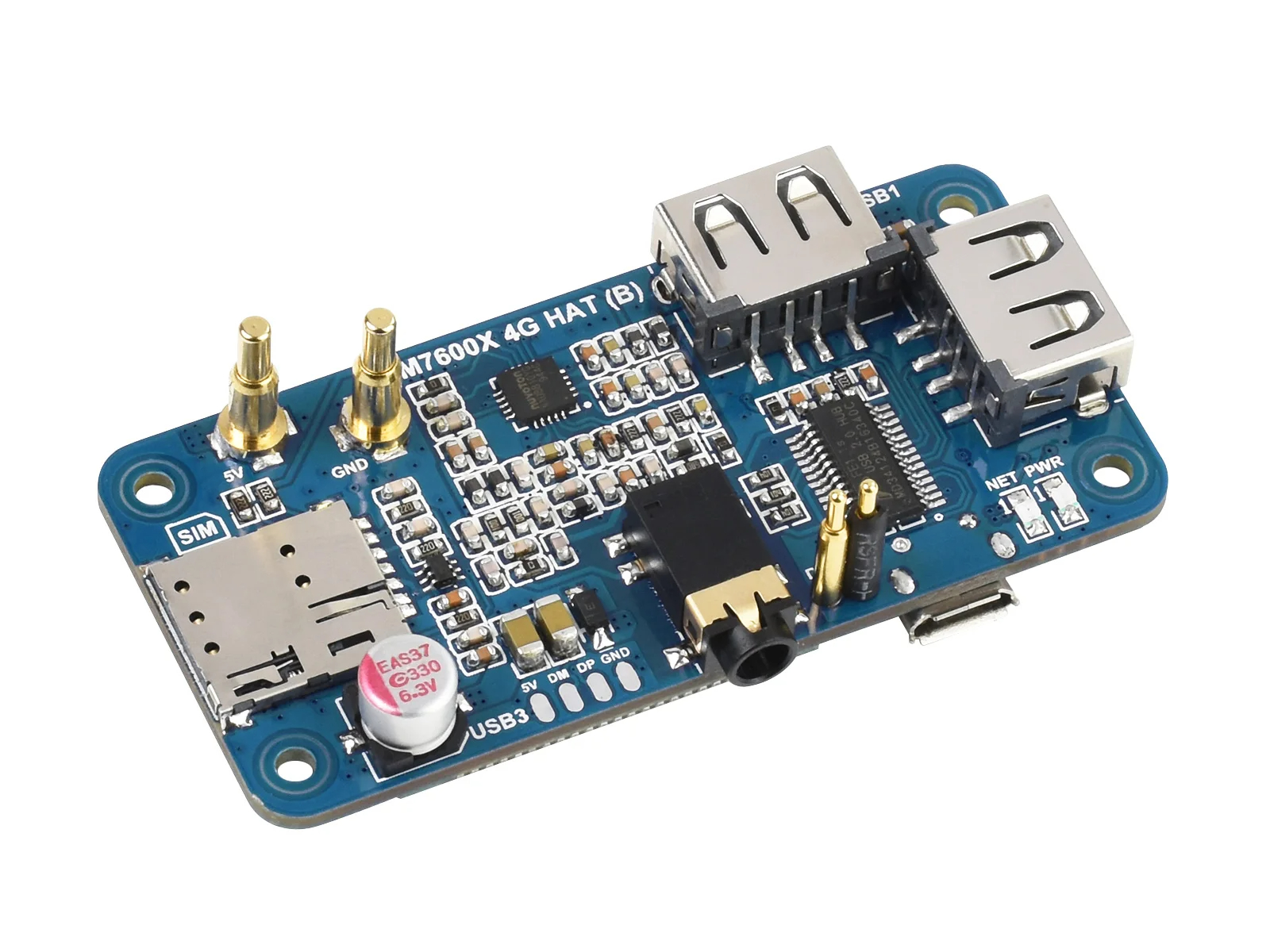 Waveshare SIM7600G-H 4G HAT (B) For Raspberry Pi, LTE Cat-4 4G / 3G / 2G Support,  Positioning, Global Band. 