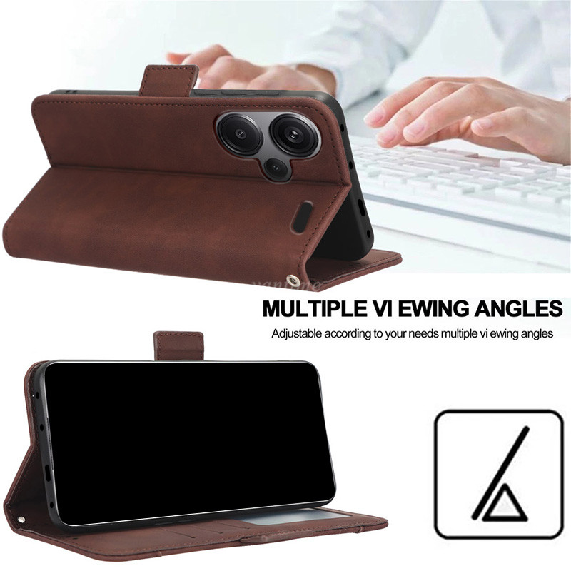 Vantime for Xiaomi Redmi Note 13 Pro+ Plus 5G PU Leather+Soft TPU Wallet Case Multi Cards Clip Flip Cover. 