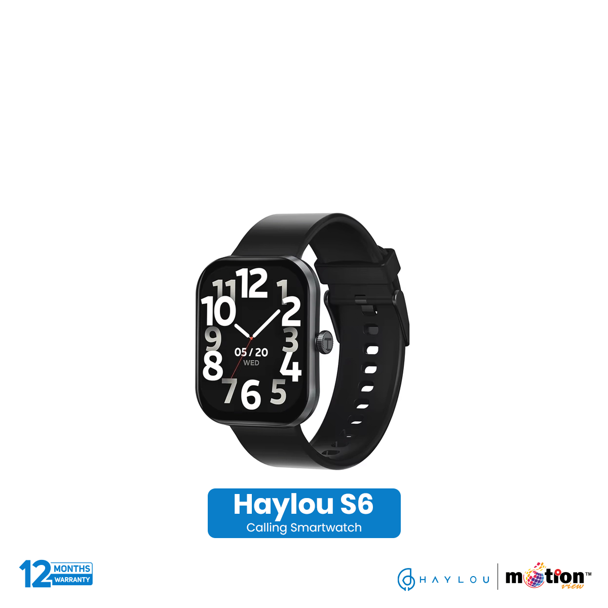 Haylou S6 2.01" TFT Bluetooth Calling With IP68 Water Resistance Smart Watch- Black