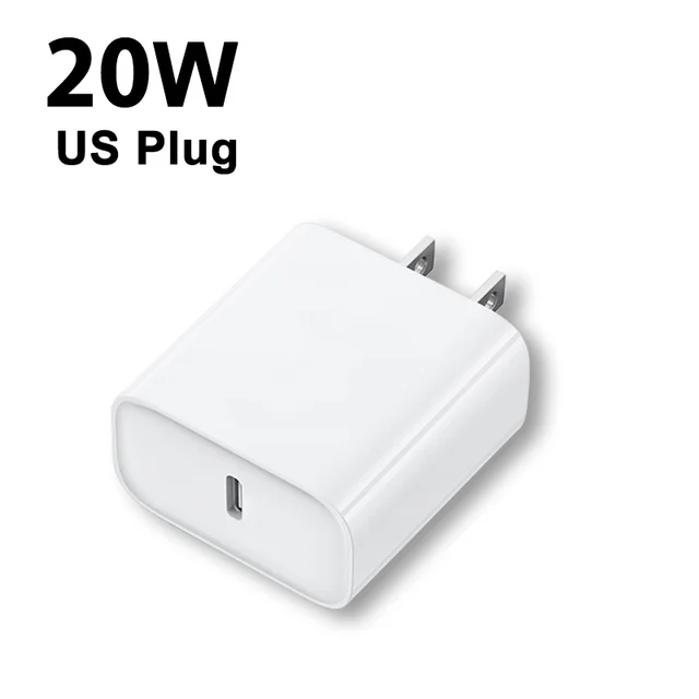 Power Adapter 20W USB-C Fast Charger For Apple iPhone 14 14 Pro Max 13 12 11 X XS XR 7 8 Plus with Type C to lightning cable. 