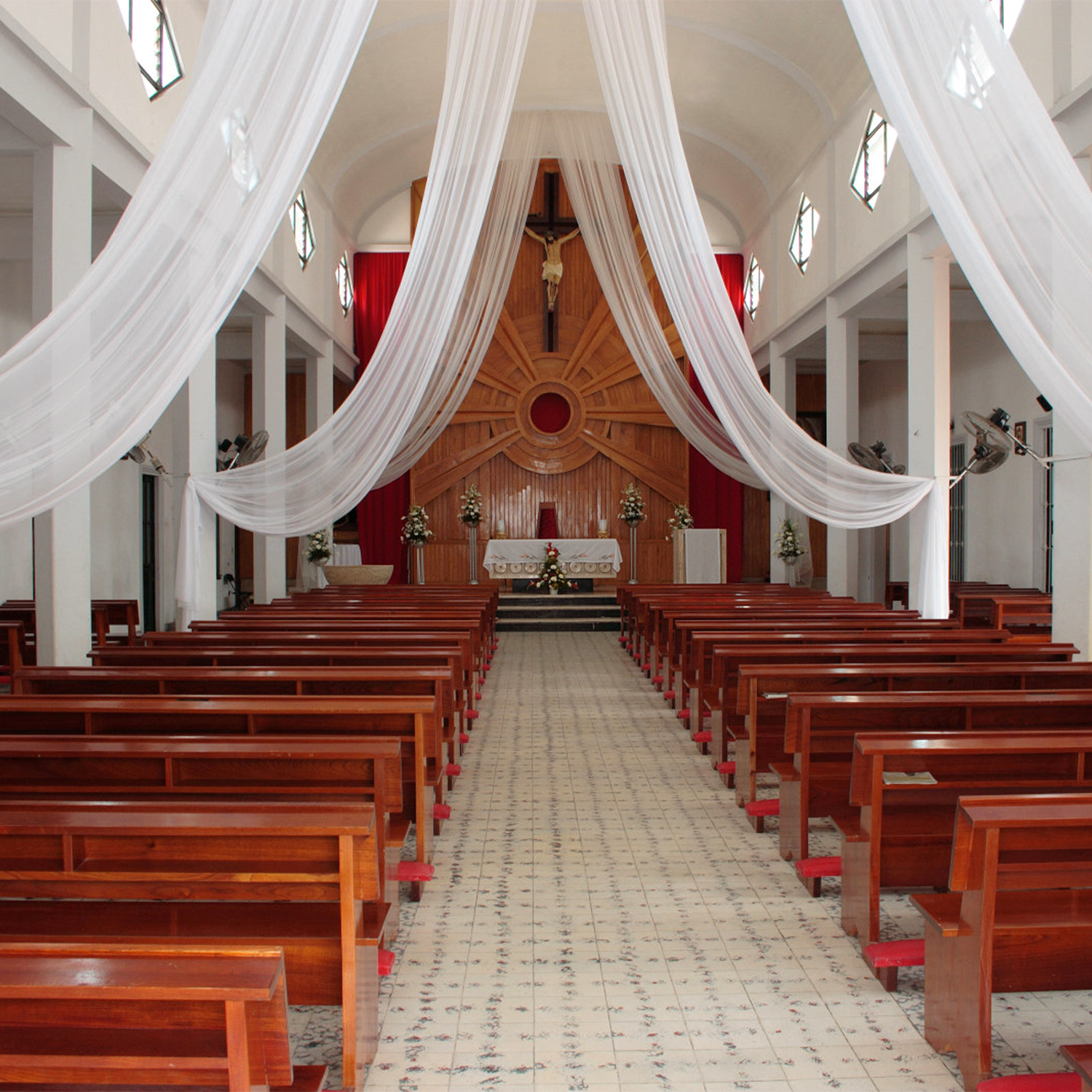 6 Panels Chiffon Ceiling Drapes Long Vaulted Draping Fabric DIY Wedding Drapes Curtains (5ftx10ft/5ftx20ft ). 