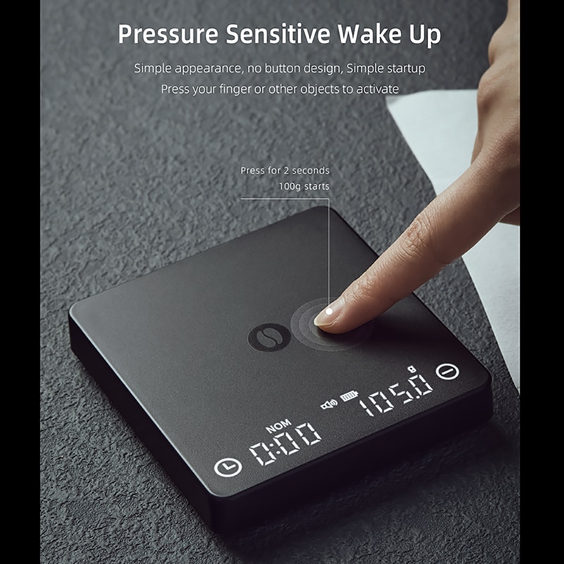 SearchPean Tiny2S Espresso Coffee Kitchen Scale Mini Smart Timer USB 2kg/0.1g g/oz/ml Send Pad Man Woman Gift. 