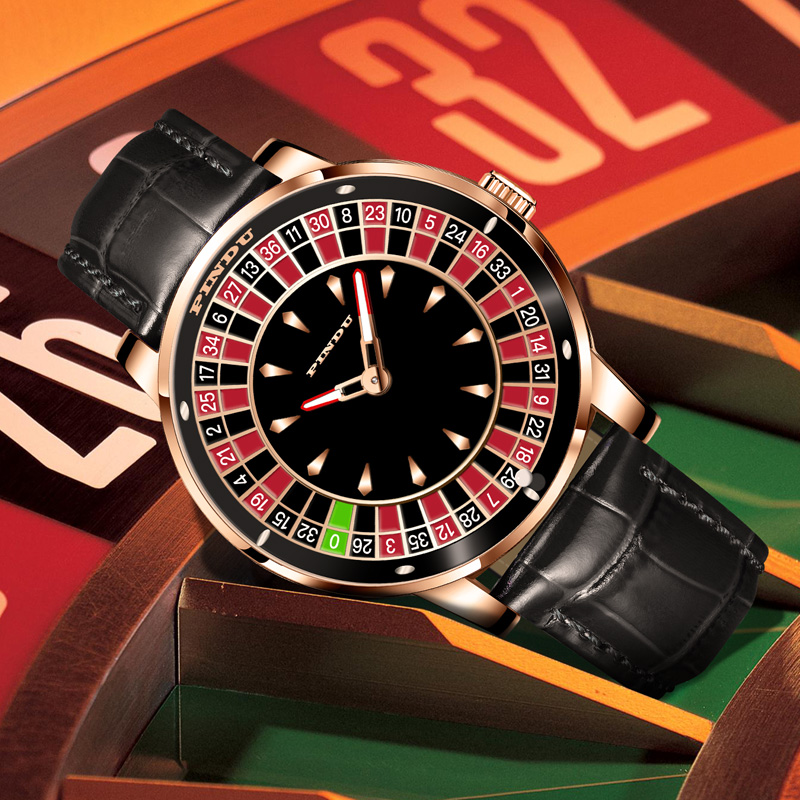 PINDU Design New Mechanical Watch NH35 Rotating Dial Las Vegas Roulette Desktop Theme Automatic Watch Men Diamond Luminous Hands. 