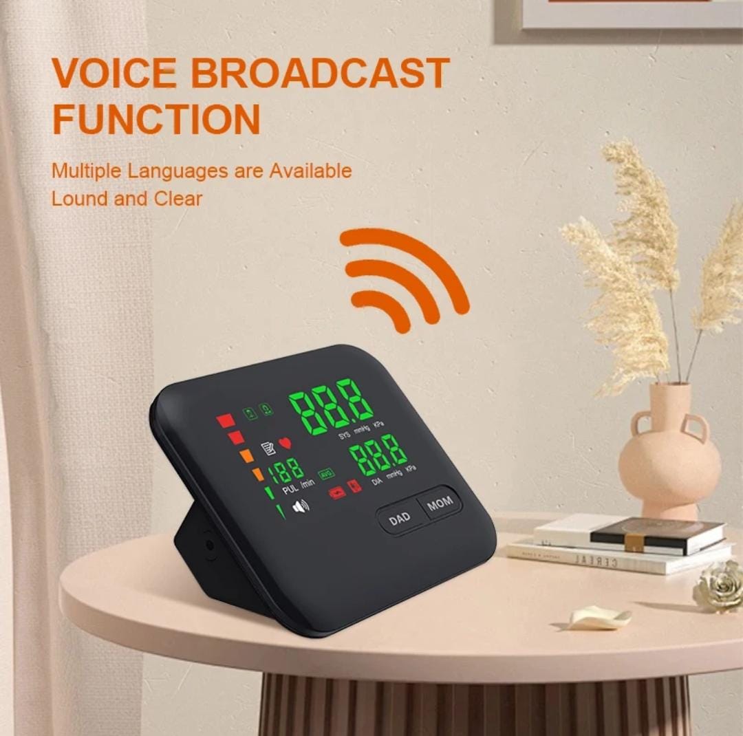 Digital LED Blod Pressure Monitor, USB Rechargeable, Sphygmomanometer, BP Machine, Spanish Voice, Upper Arm Sphygmomanometer. 
