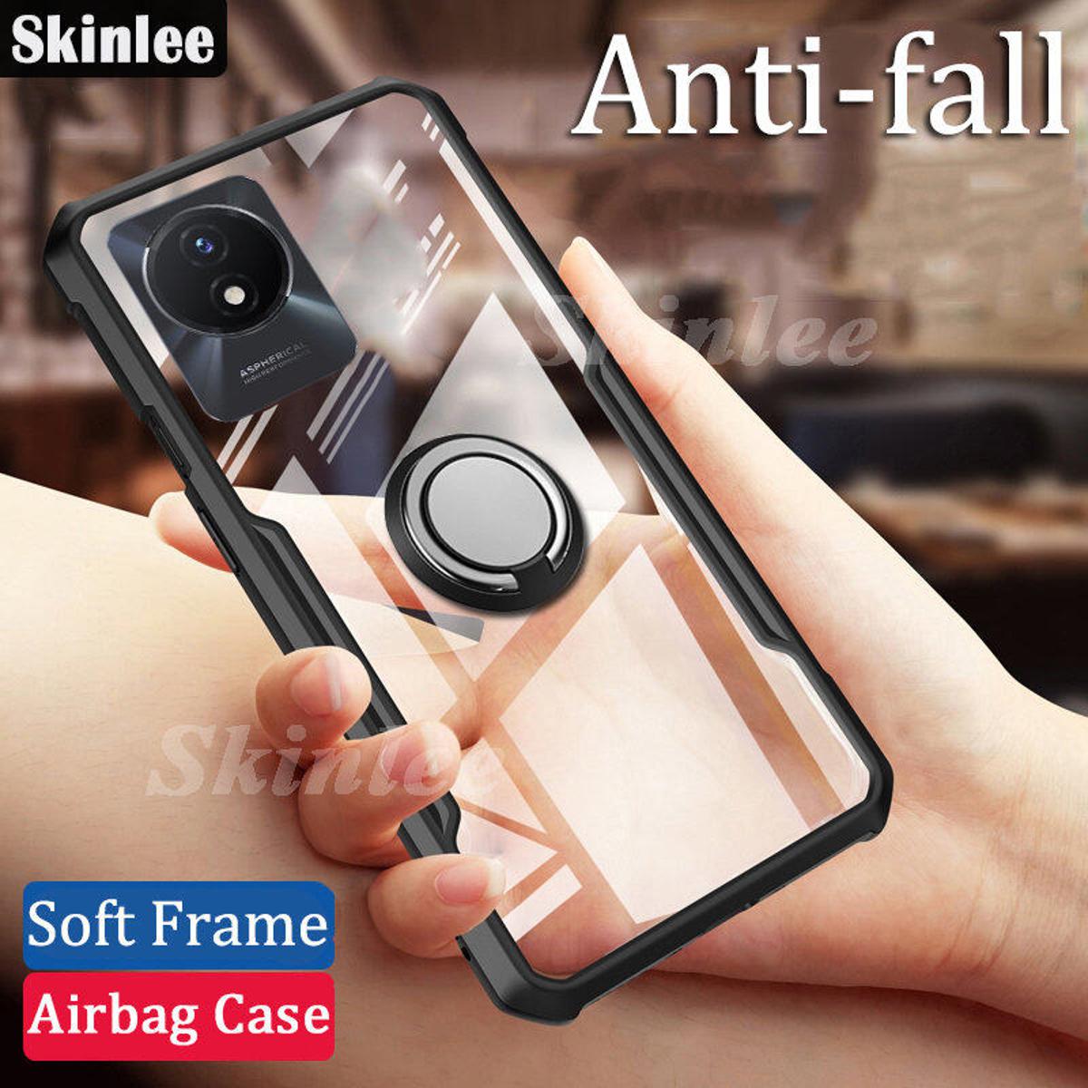 Phone Case VIVO Y02 Back Cover Hard Clear Transparent Shockproof Handphone Cases Casing hp for VIVO Y02 Cover Cases Car Magnetic Navigation Holder Ring Cover