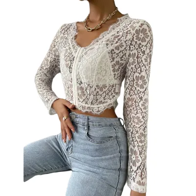Lace Long Sleeve Crop Top