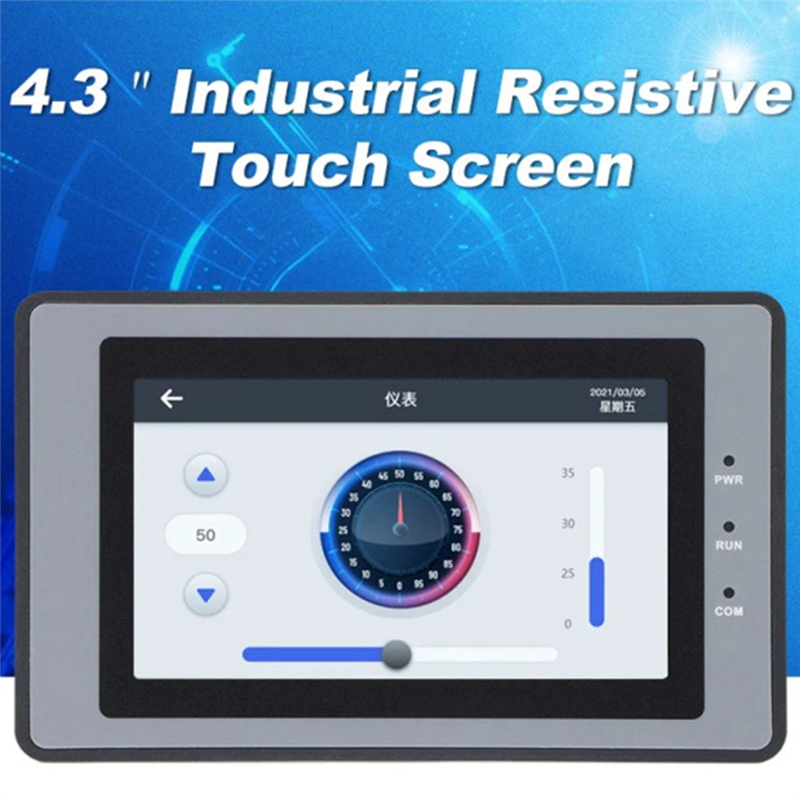 4.3Inch TFT LCD Touch Screen RS485 or 232 or 422 Communication DC10-30V HMI for Industrial Control PLC Programmable(C) Easy Install. 
