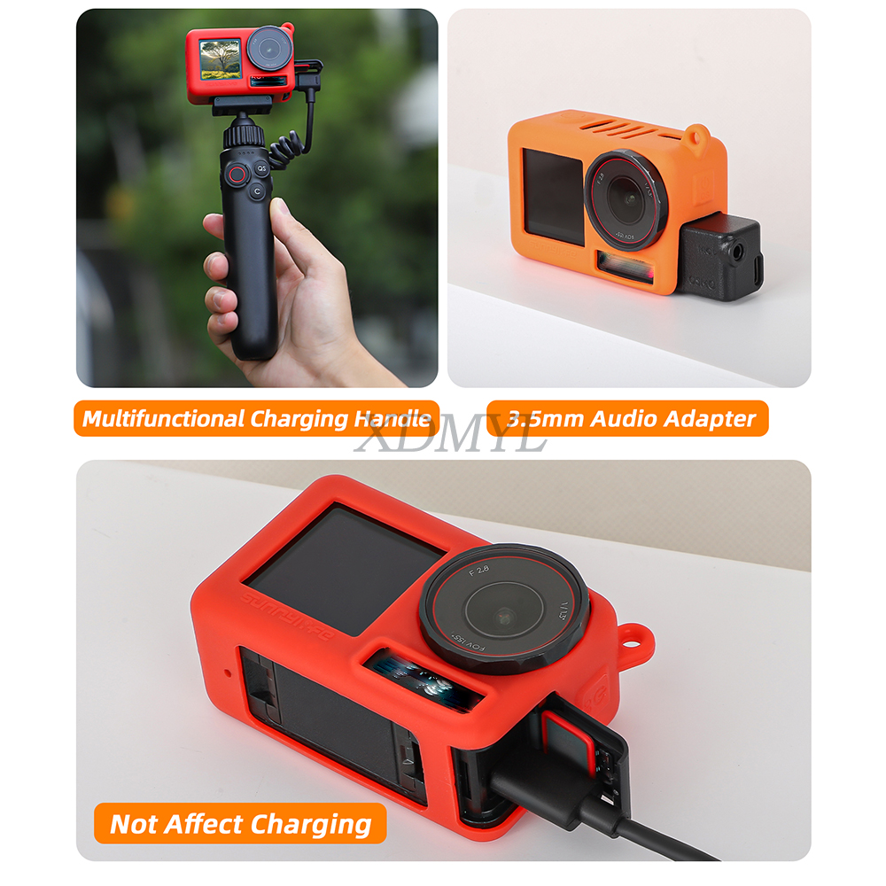 DJI Osmo Action 5 Pro için silikon kılıf Çizilmeye dayanıklı Darbeye dayanıklı Silikon Koruyucu Kapak Anti-Kayıp Boyun Kordon Aksesuarları. 