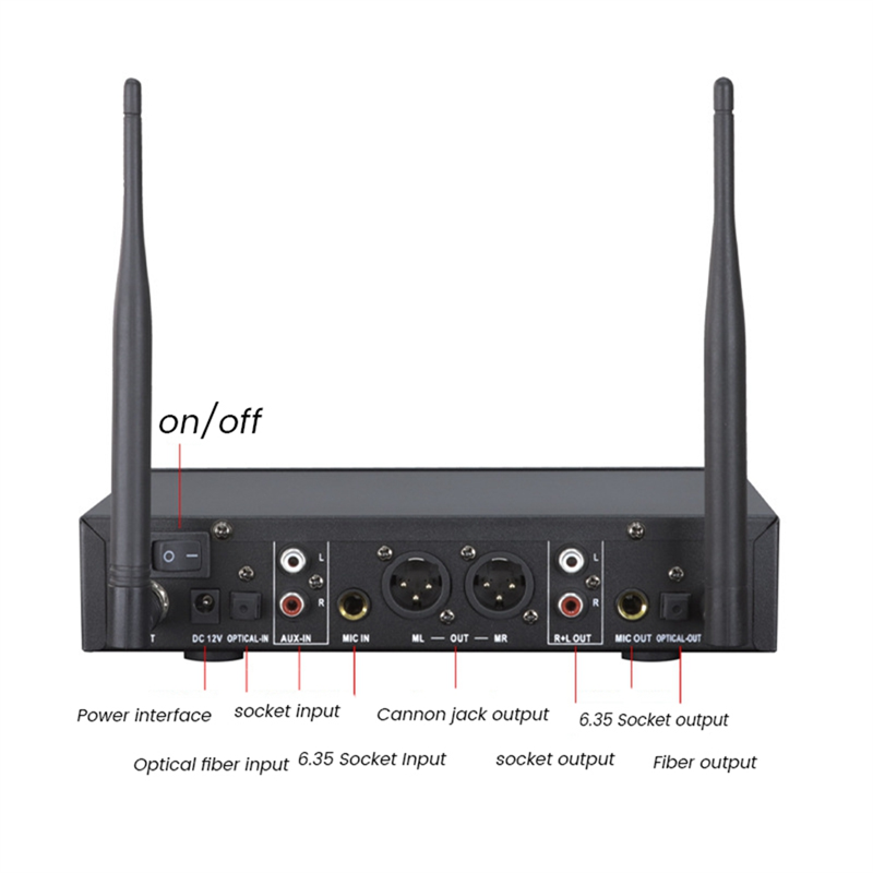 Wireless Microphone System Single Cordless Microphone Set UHF Professional Dynamic Mic Metal for Karaoke Home Church. 