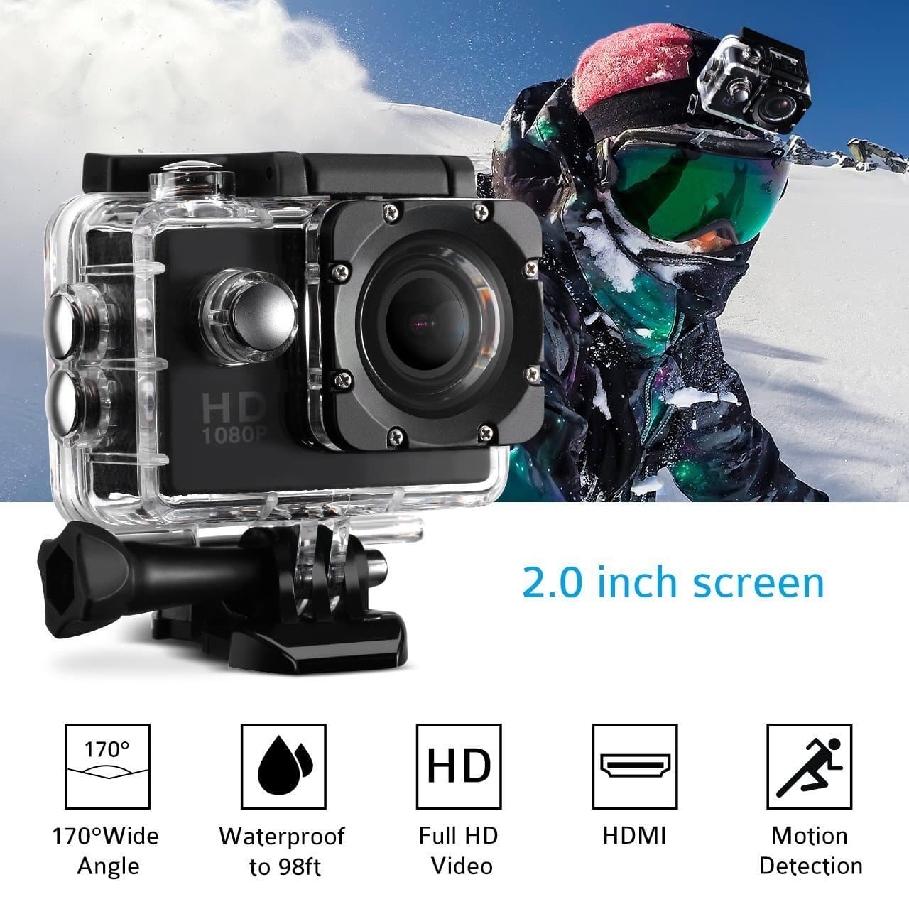 Full HD 1080p Sport Action Cam 30m Waterproof sports Action Camera,30m Waterproof Action Camera. 