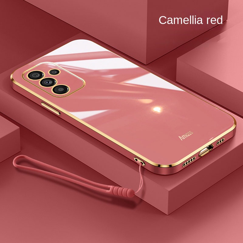 Samsung Galaxy A05s A05 samsung M34 5G Luxury Square Edges Plating Back TPU Soft Case with Lanyard Glossy Casing. 