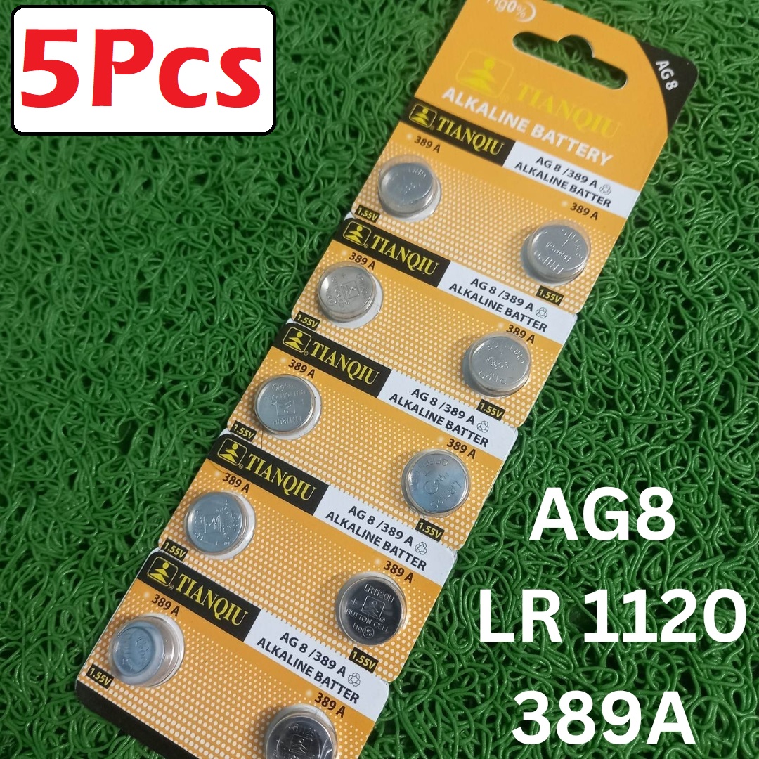 5Pcs- AG8 389A LR1120H Button Battery LR1120H Button Cell Battery LR1120H Battery 1.5V 389A C-oin Cell Battery AG8 Battery 1.5V Battery For Watch Calculator Clock. 