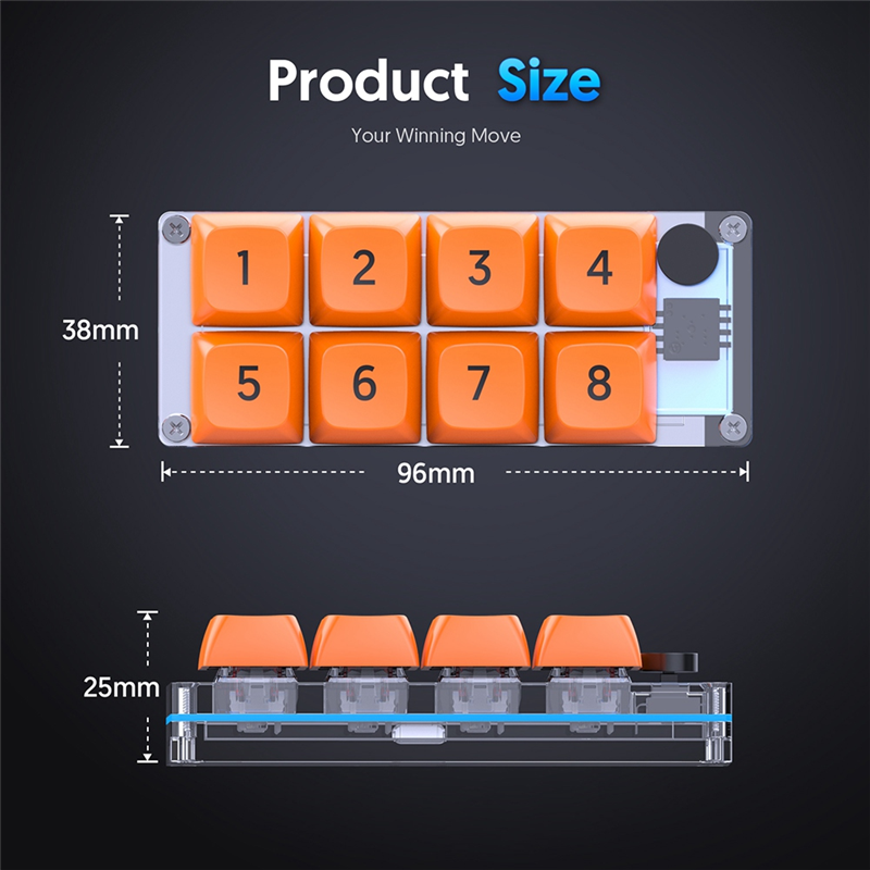 MKESPN RGB Programming Custom Mechanical Keyboard and Gaming Mouse Combo 8 Key Copy Paste Mini Button Accessory Part Kit for Photoshop Hotswap. 