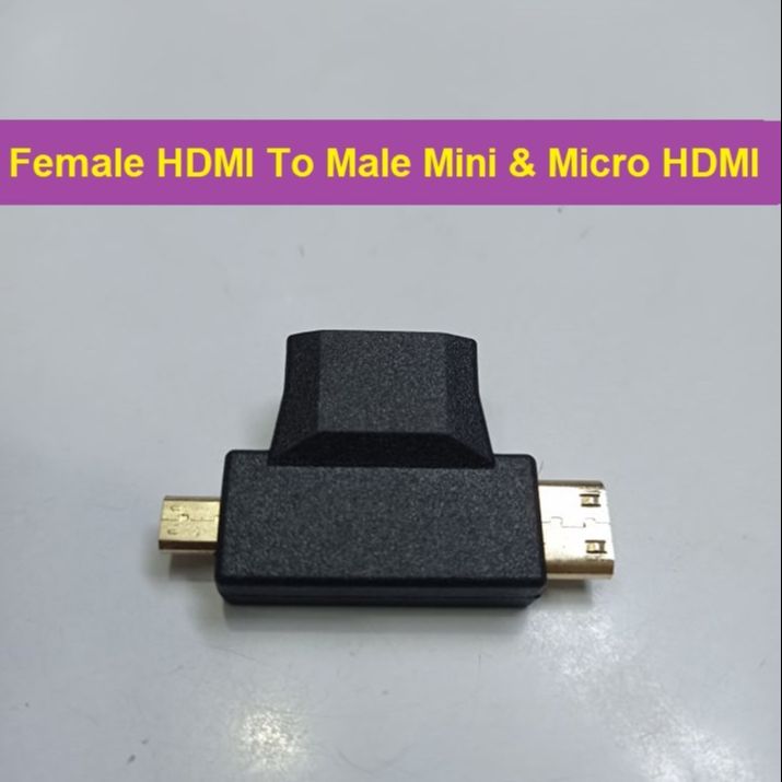 Top Quality Female HDMI To Male Mini & Micro HDMI T-Shaped Adapter Cable Connectors Compatible For Raspberry Pi 4. 