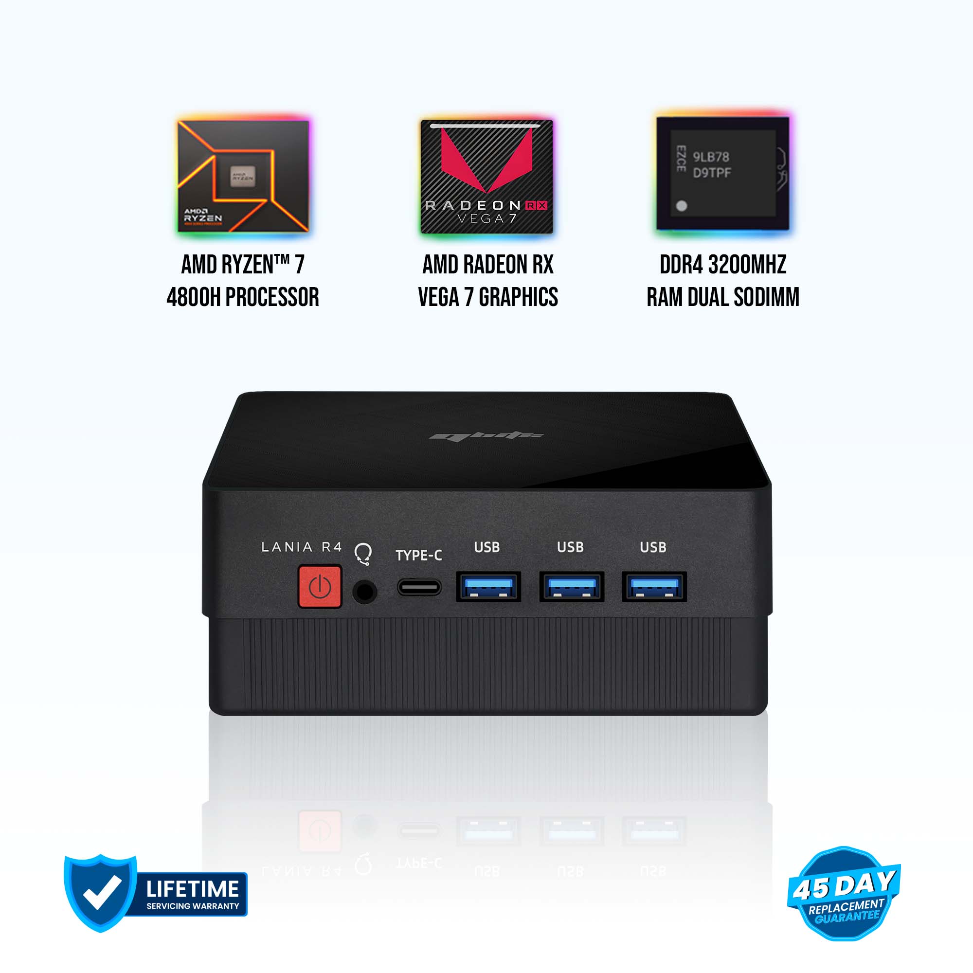 Qbits Lania R4 AMD Ryzen 7 4800H 8GB DDR4 RAM 3200MHz 1TB Western Digital M.2 NVMe SSD